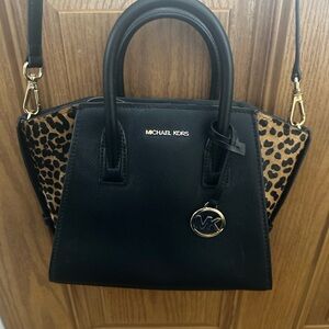 Michael Kors Black and Leopard Satchel